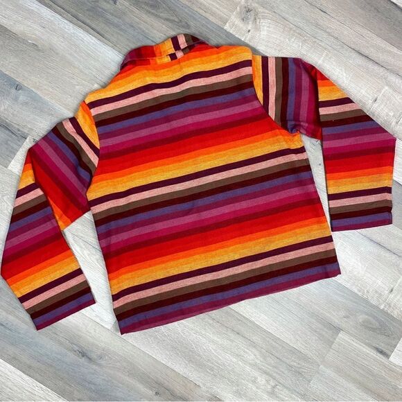 Chico’s Design Vintage Rainbow Stripe Serape Shirt Jacket Medium Western - Picture 9 of 12
